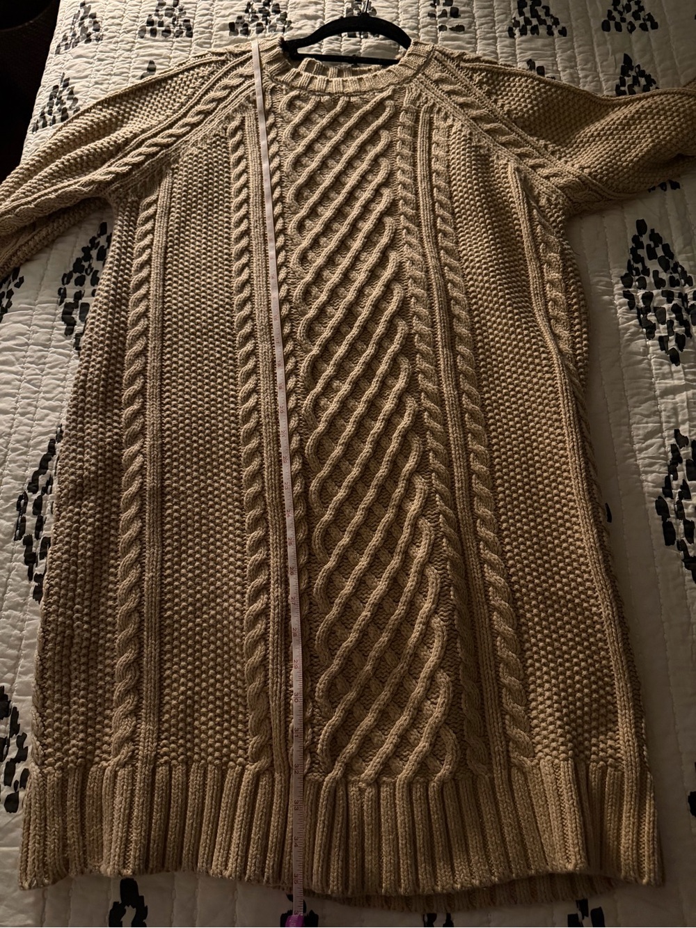 Land’s End Women's Cotton Blend Cable Crew Neck Sweater Dress - Picture 6 of 7